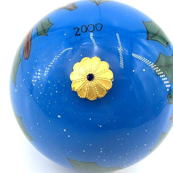 Li Bien Ornament Cardinal Reverse Painted 2000 Glass 3.5" - Picture 7 of 7